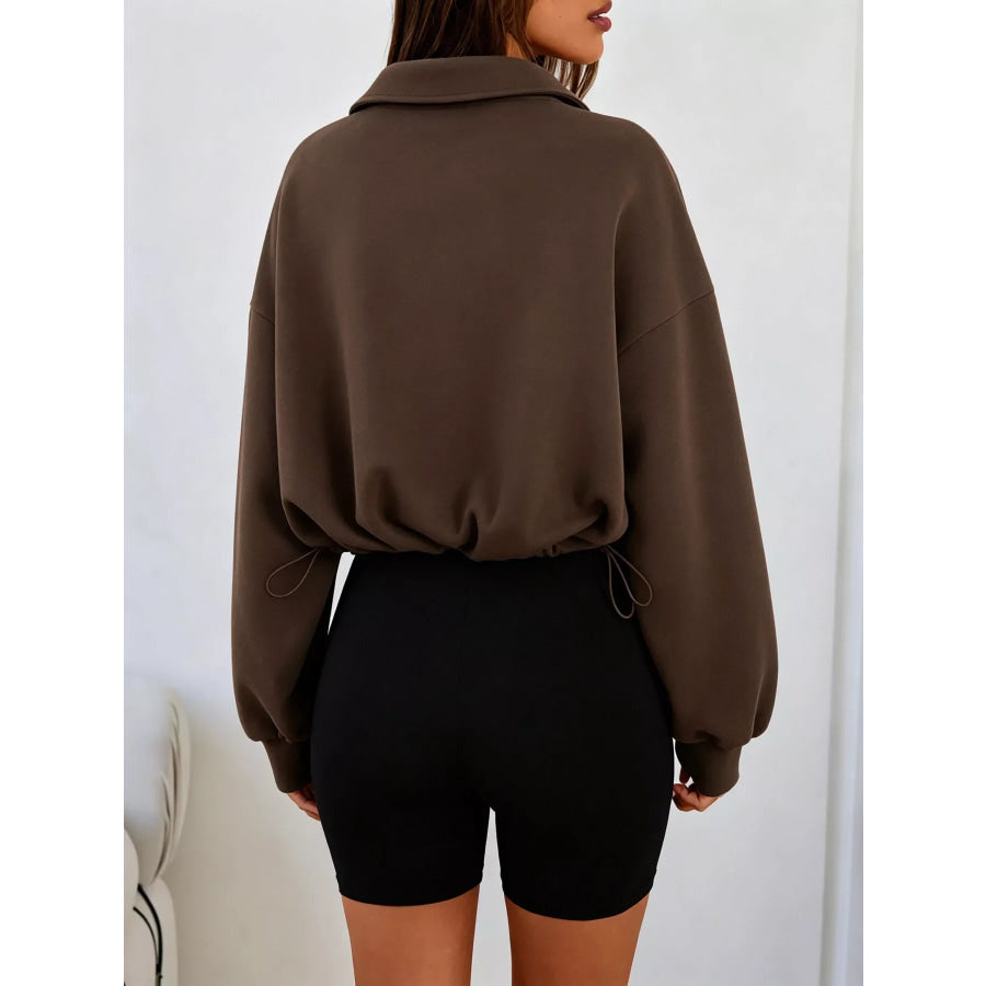 Half Zip Drawstring Hem Sweatshirt Apparel and Accessories