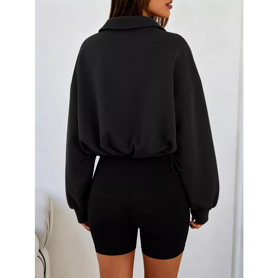 Half Zip Drawstring Hem Sweatshirt Apparel and Accessories