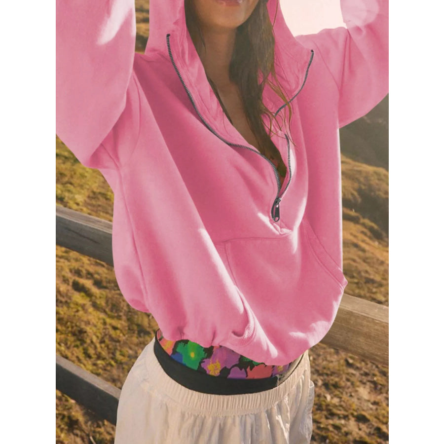 Half-Zip Dropped Shoulder Hoodie Apparel and Accessories