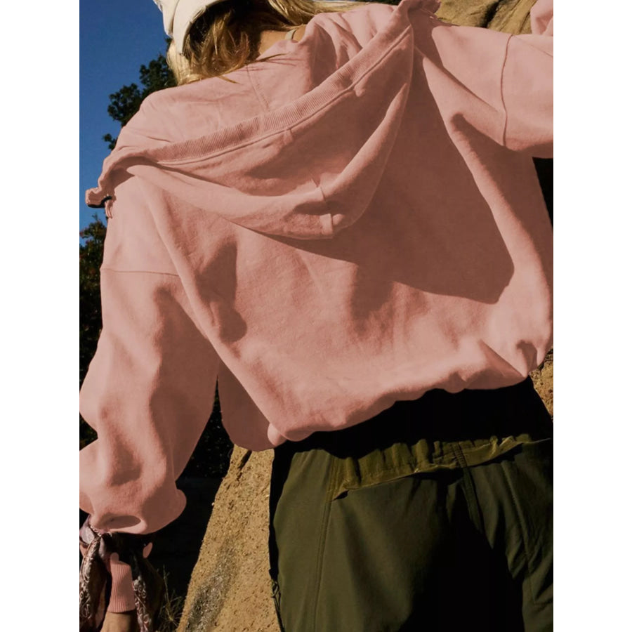 Half-Zip Dropped Shoulder Hoodie Apparel and Accessories