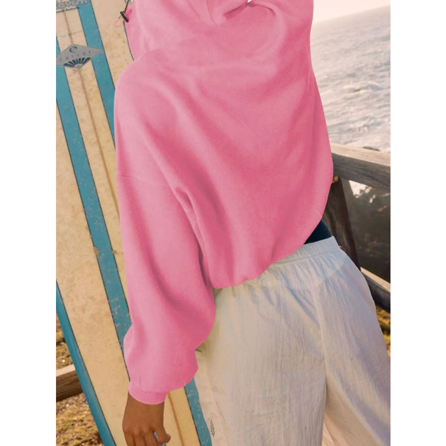 Half-Zip Dropped Shoulder Hoodie Apparel and Accessories