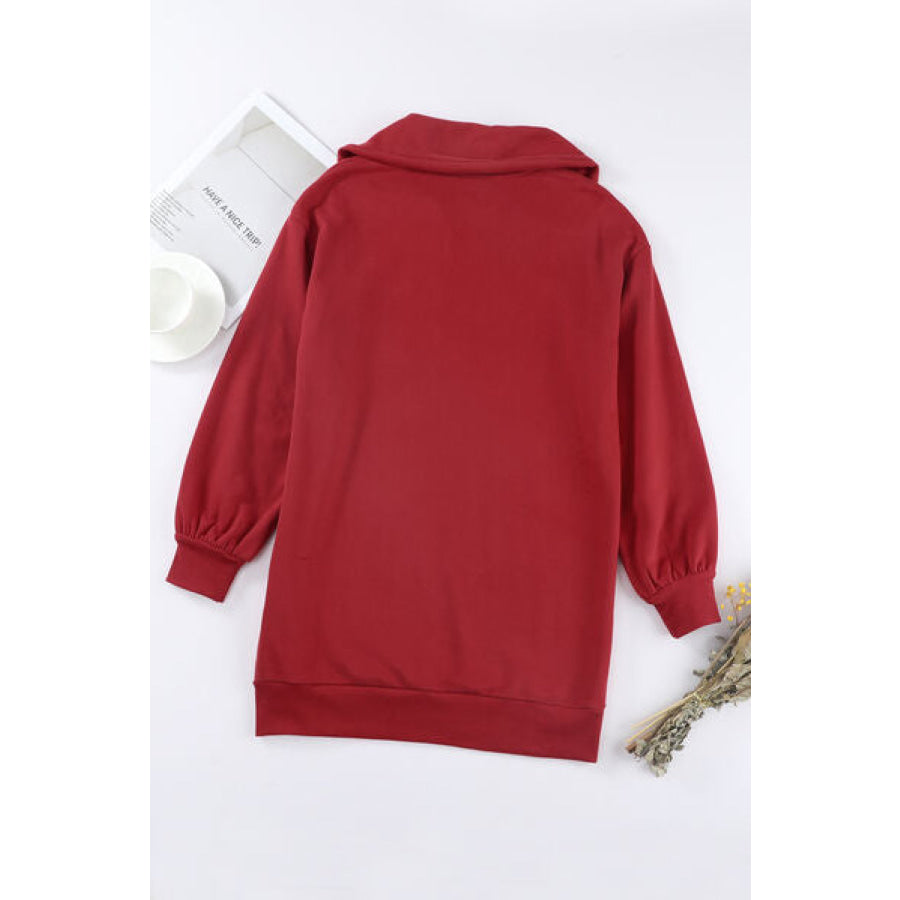 Half Zip Dropped Shoulder Mini Sweatshirt Dress Apparel and Accessories