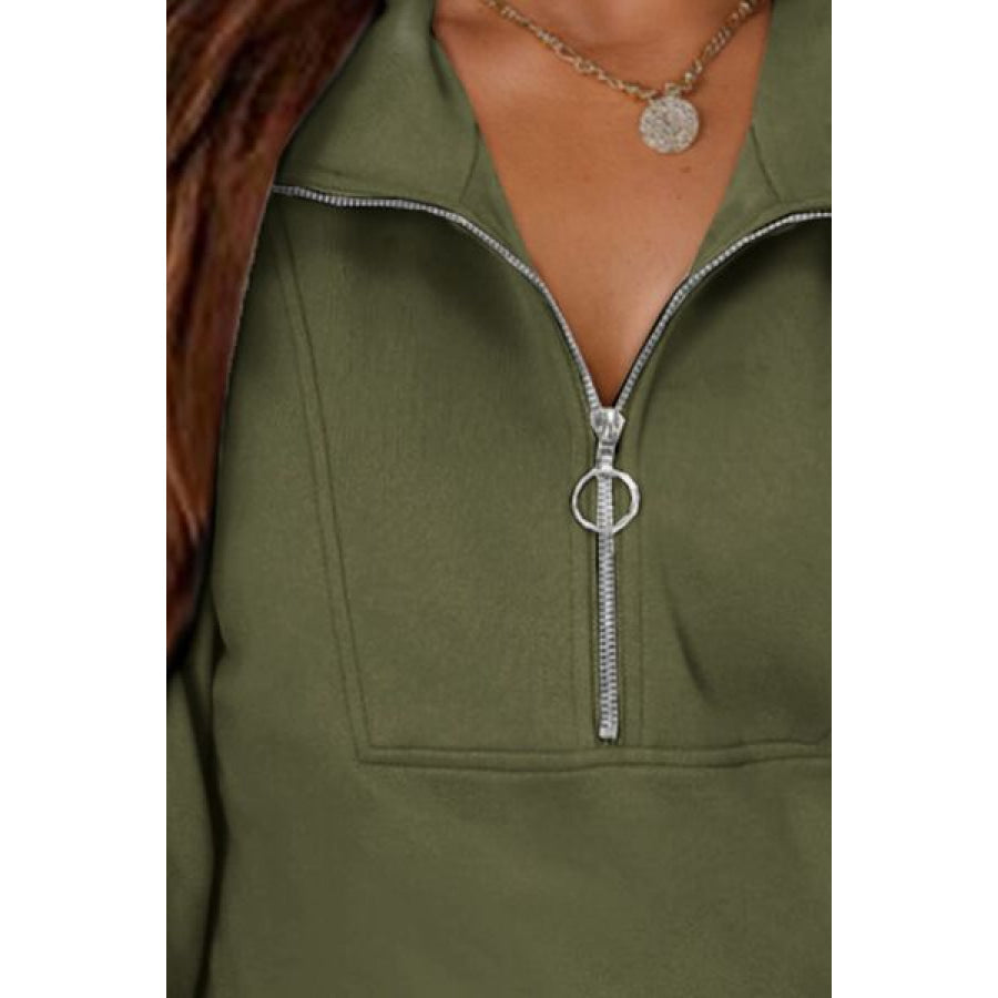 Half Zip Dropped Shoulder Mini Sweatshirt Dress Apparel and Accessories