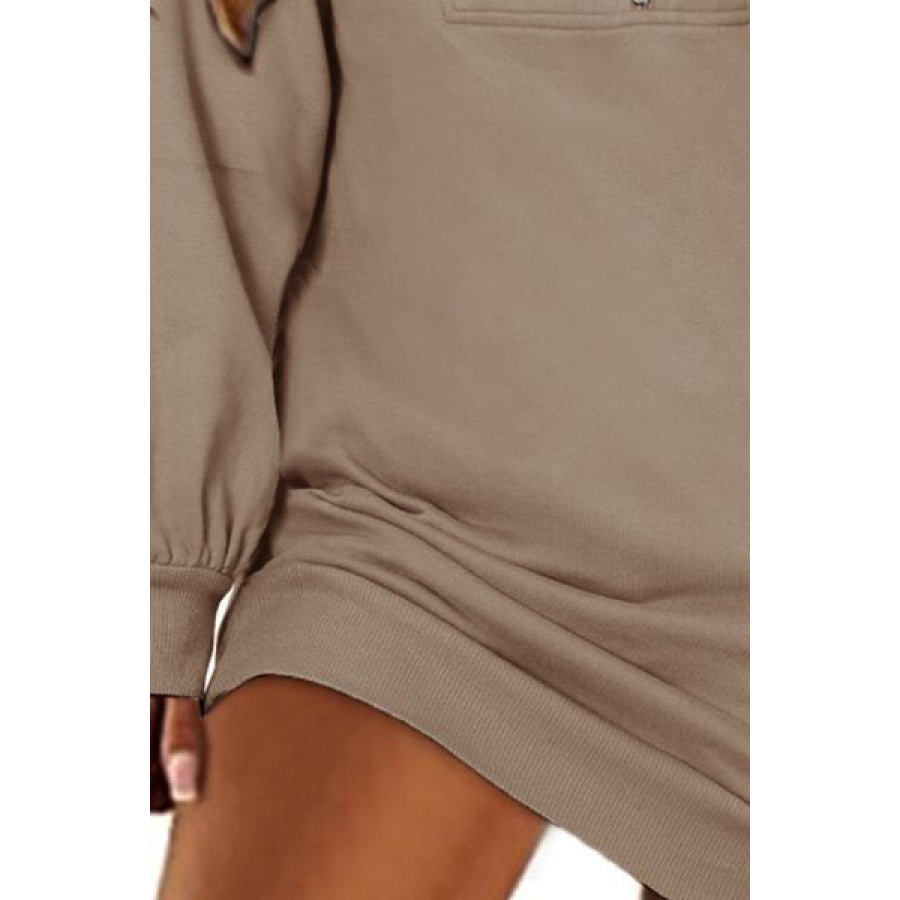 Half Zip Dropped Shoulder Mini Sweatshirt Dress Apparel and Accessories