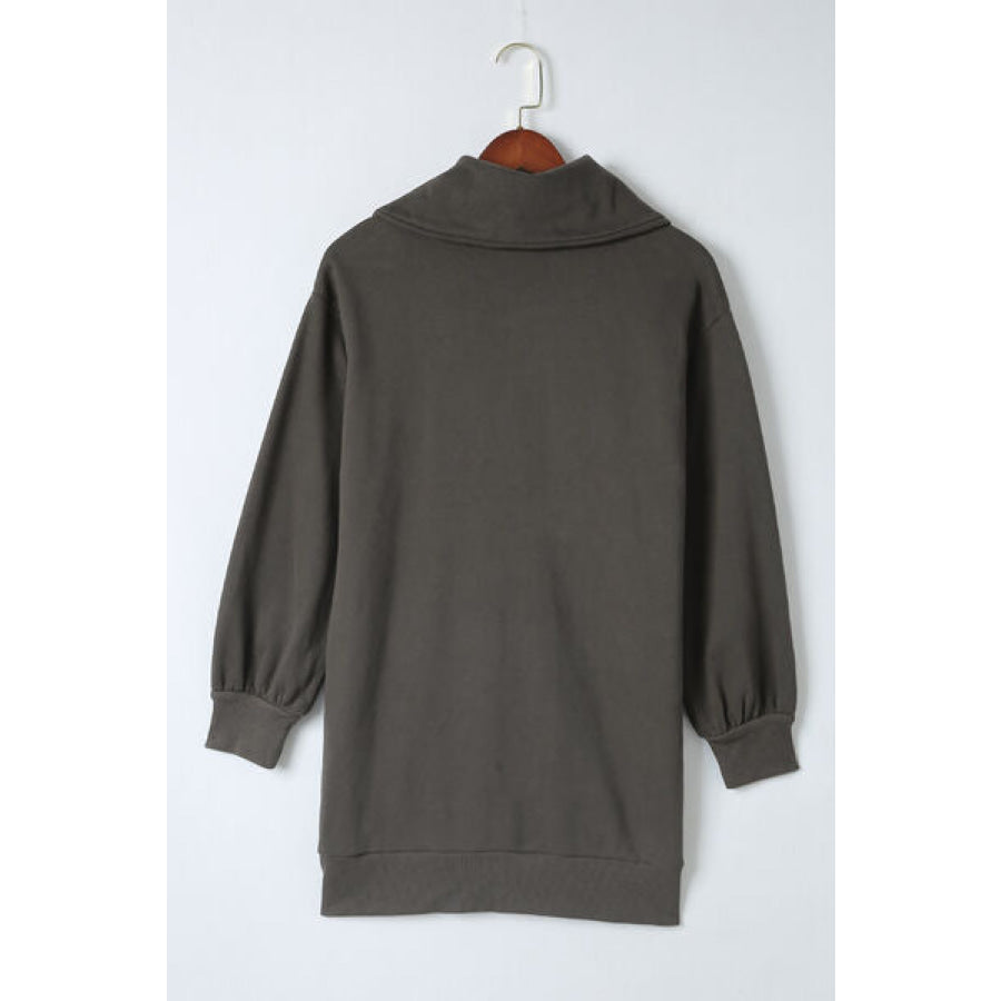 Half Zip Dropped Shoulder Mini Sweatshirt Dress Apparel and Accessories