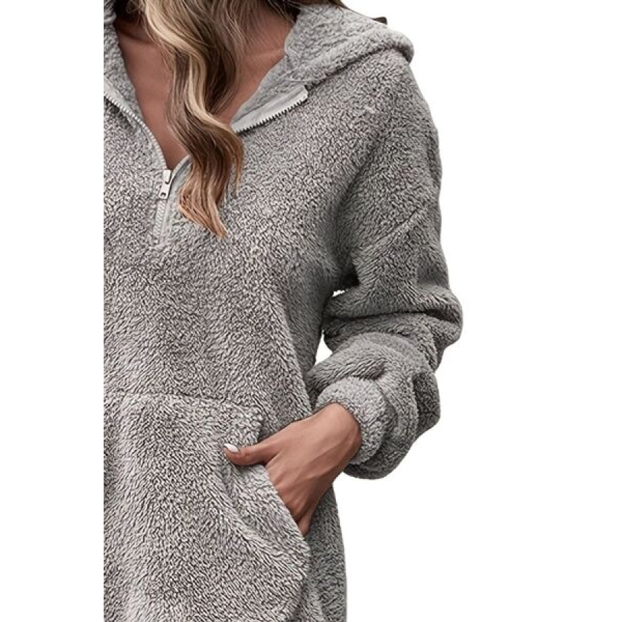 Half Zip Dropped Shoulder Oversized Hoodie Apparel and Accessories