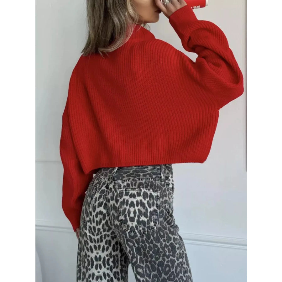 Half Zip Dropped Shoulder Sweater Apparel and Accessories