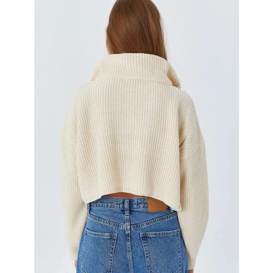 Half Zip Dropped Shoulder Sweater Apparel and Accessories
