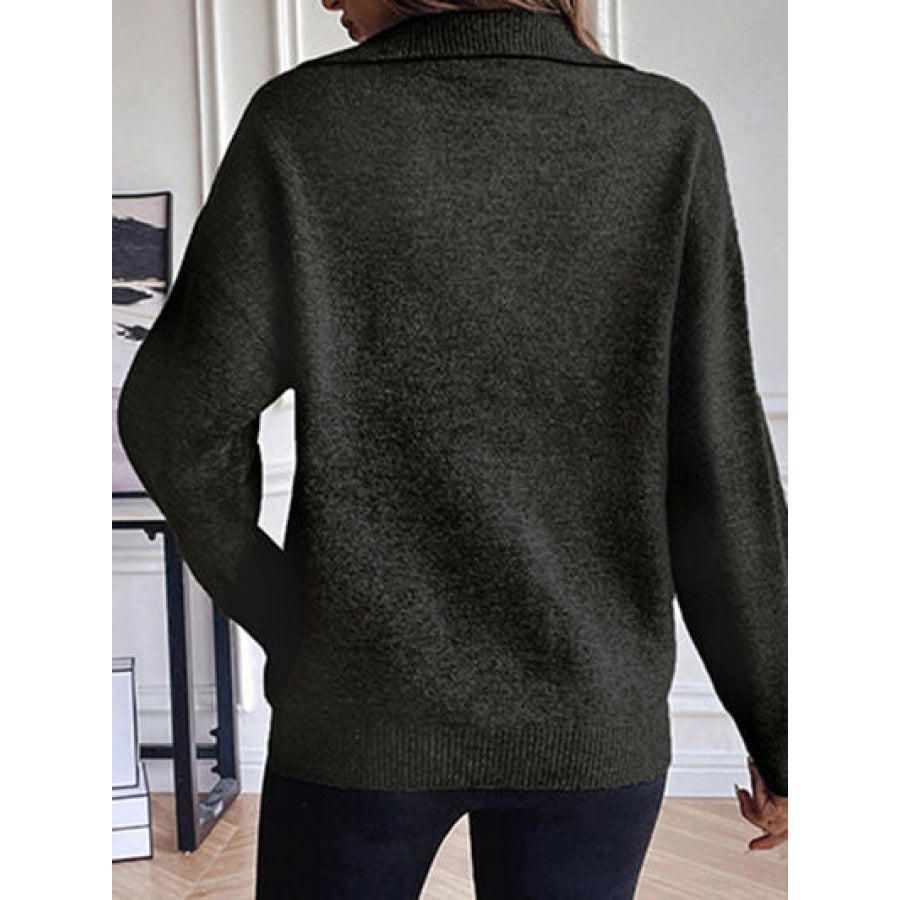 Half Zip Dropped Shoulder Sweater Clothing