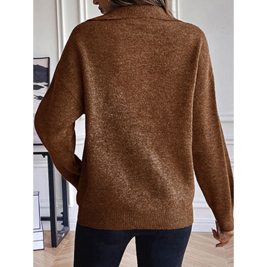 Half Zip Dropped Shoulder Sweater Clothing