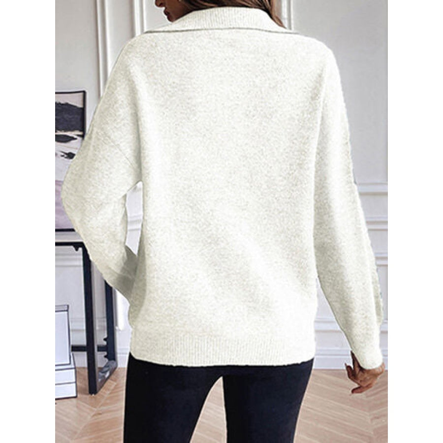 Half Zip Dropped Shoulder Sweater Clothing