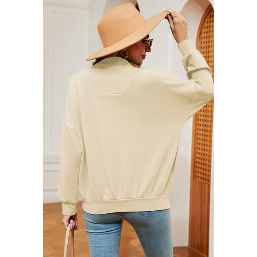 Half Zip Dropped Shoulder Sweatshirt Apparel and Accessories
