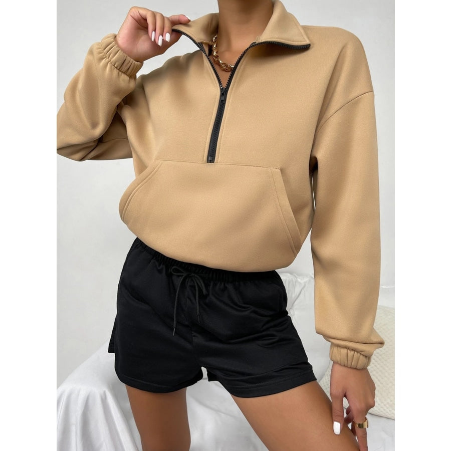 Half-Zip Dropped Shoulder Sweatshirt