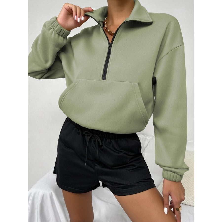 Half-Zip Dropped Shoulder Sweatshirt