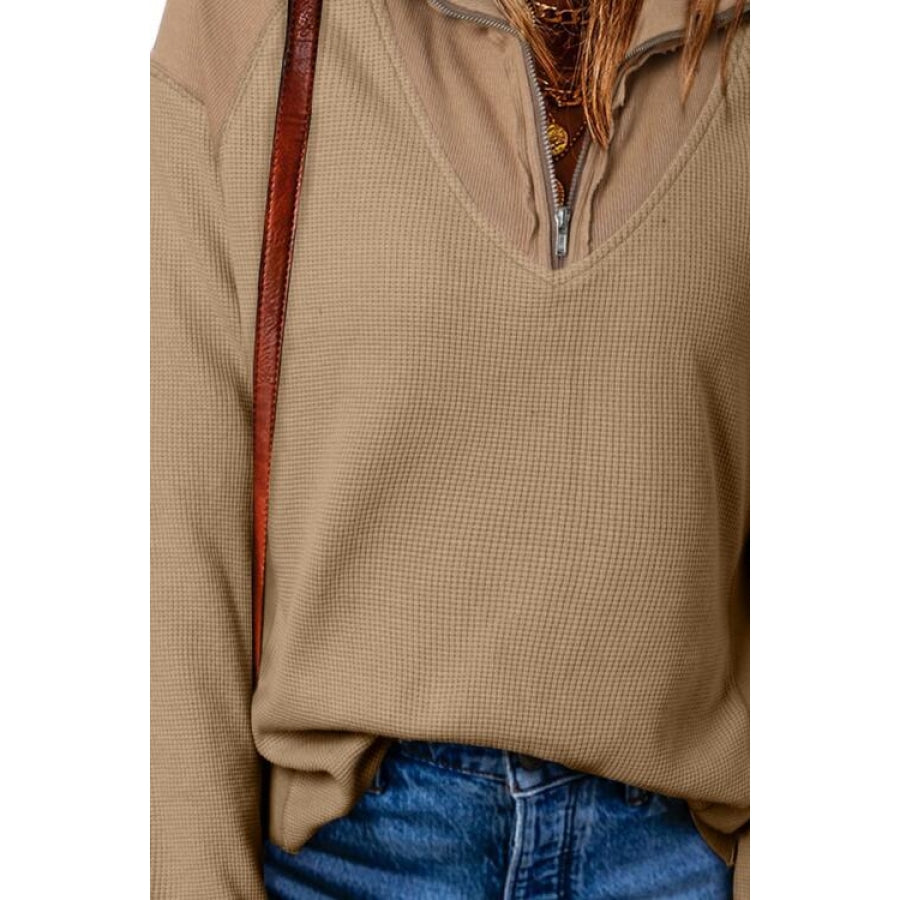 Half Zip Dropped Shoulder Sweatshirt