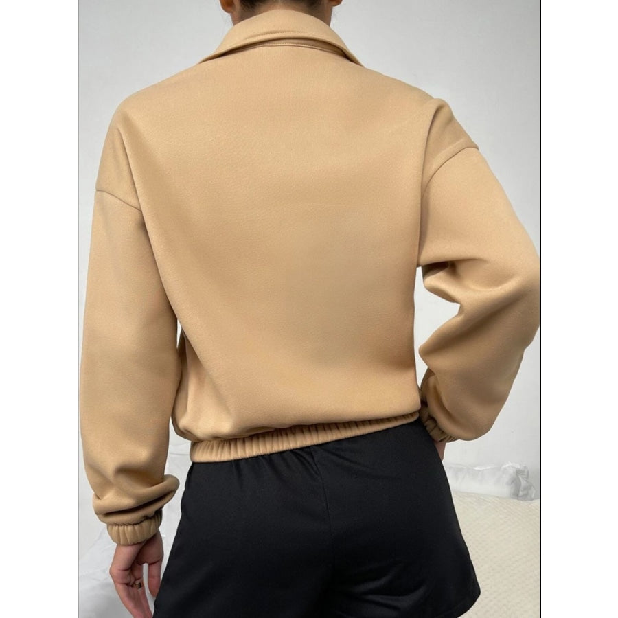 Half-Zip Dropped Shoulder Sweatshirt Tan / S