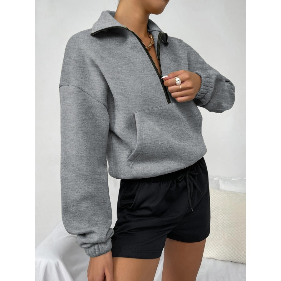 Half-Zip Dropped Shoulder Sweatshirt