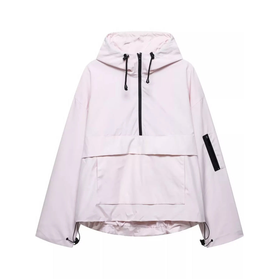 Half-Zip Hooded Anorak Jacket Dusty Pink / S Apparel and Accessories