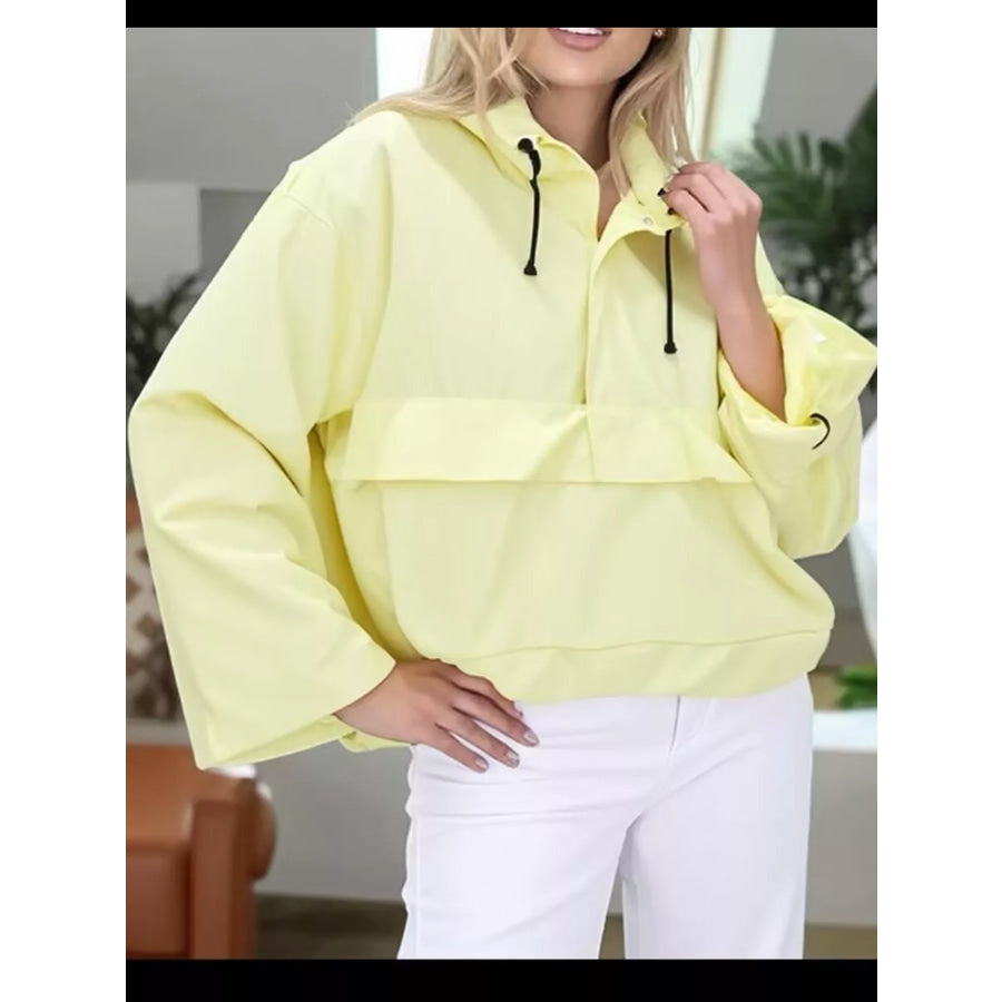 Half-Zip Hooded Anorak Jacket Light Yellow / S Apparel and Accessories