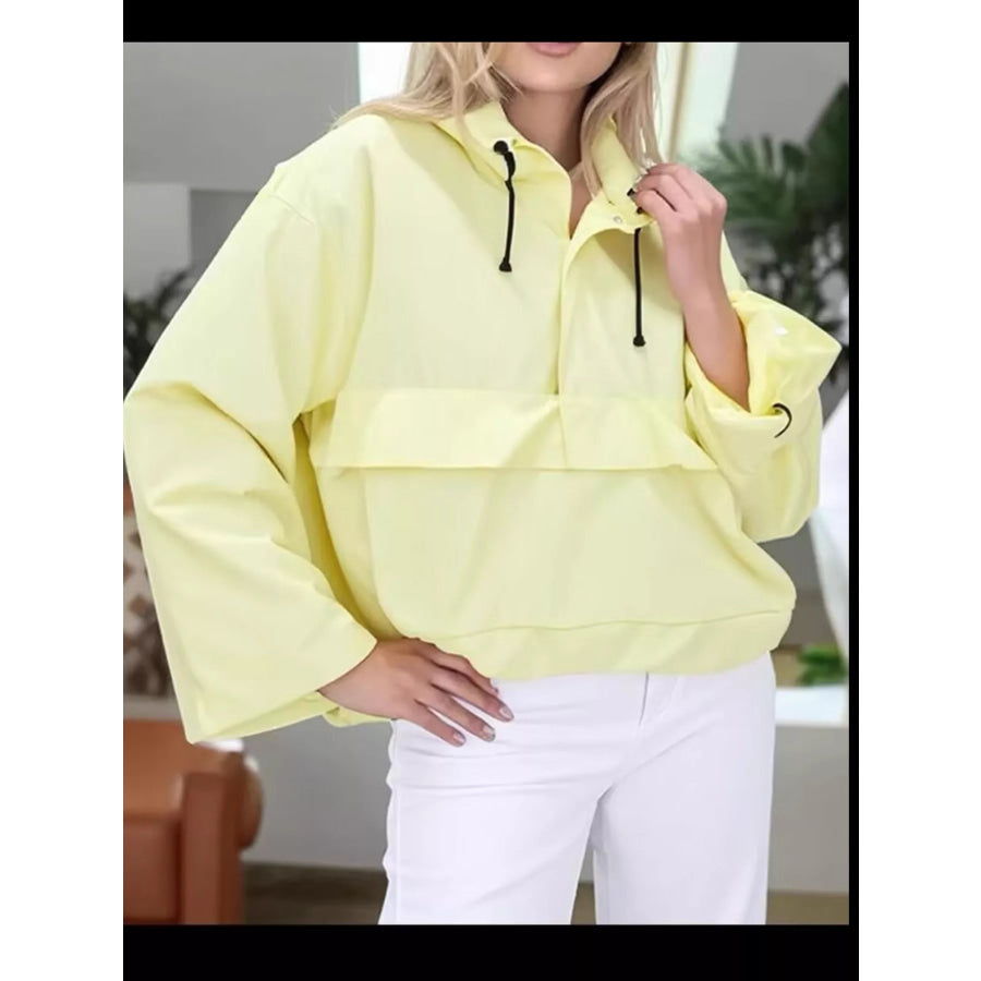 Half-Zip Hooded Anorak Jacket Light Yellow / S Apparel and Accessories