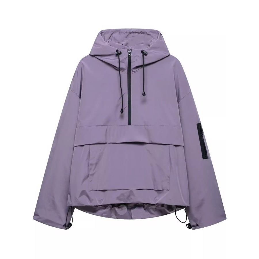 Half-Zip Hooded Anorak Jacket Purple / S Apparel and Accessories