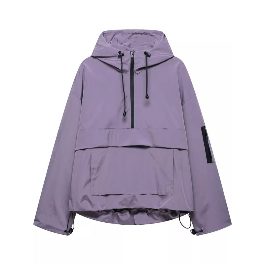 Half-Zip Hooded Anorak Jacket Purple / S Apparel and Accessories