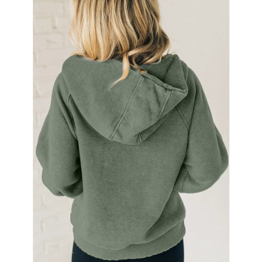 Half Zip Kangaroo Pocket Long Sleeve Hoodie Apparel and Accessories