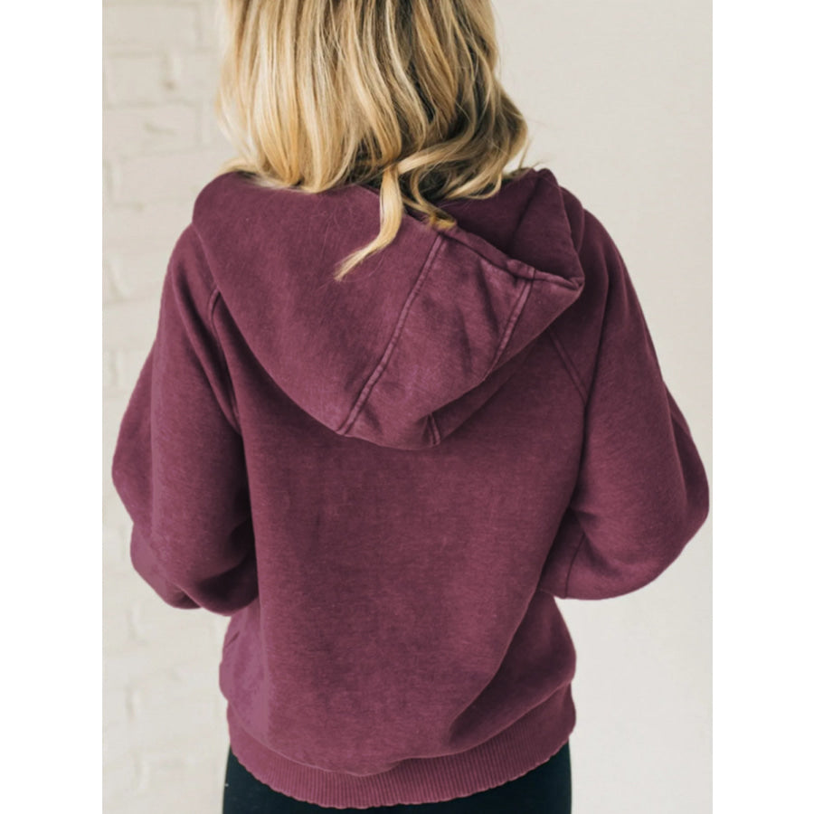 Half Zip Kangaroo Pocket Long Sleeve Hoodie Apparel and Accessories