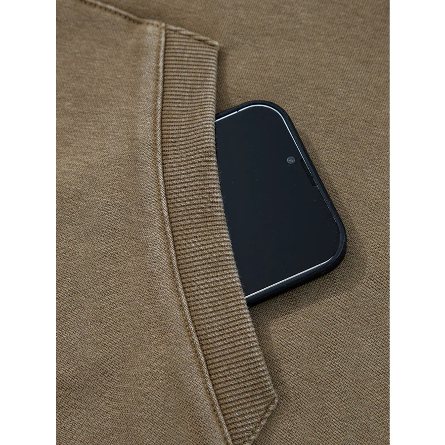 Half Zip Kangaroo Pocket Mineral Wash Baggy Hoodie Apparel and Accessories