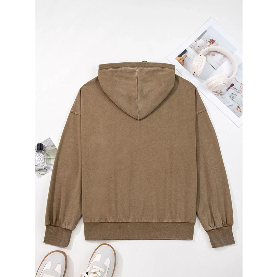 Half Zip Kangaroo Pocket Mineral Wash Baggy Hoodie Apparel and Accessories