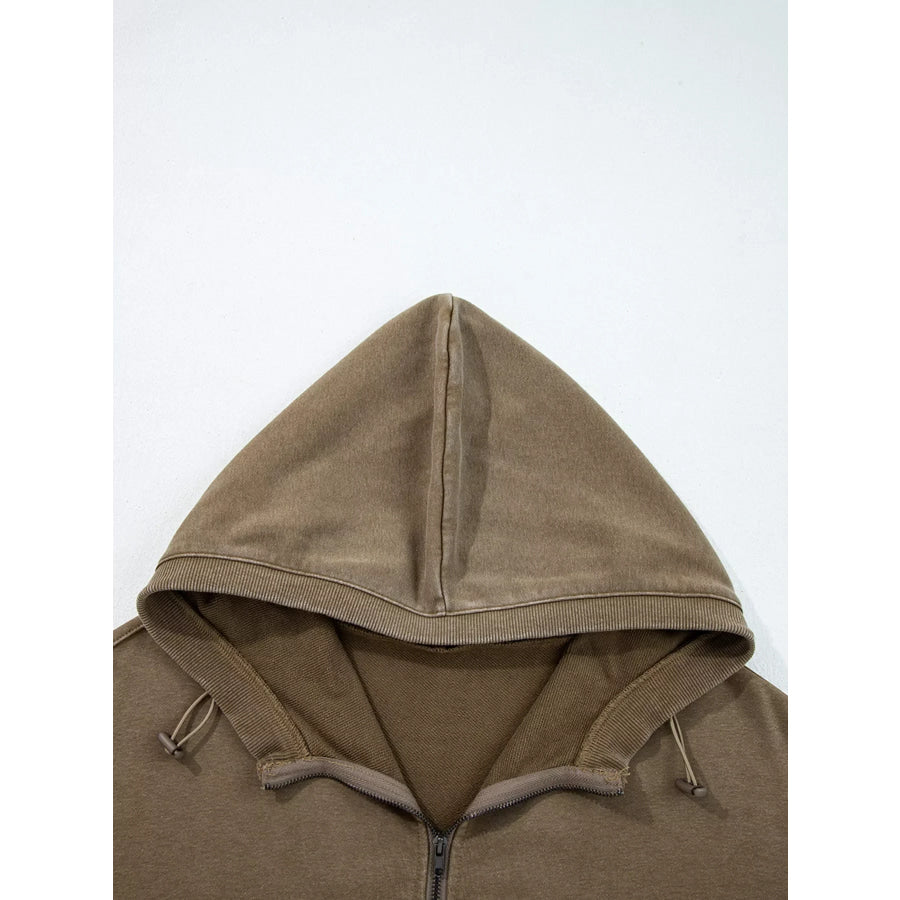 Half Zip Kangaroo Pocket Mineral Wash Baggy Hoodie Apparel and Accessories