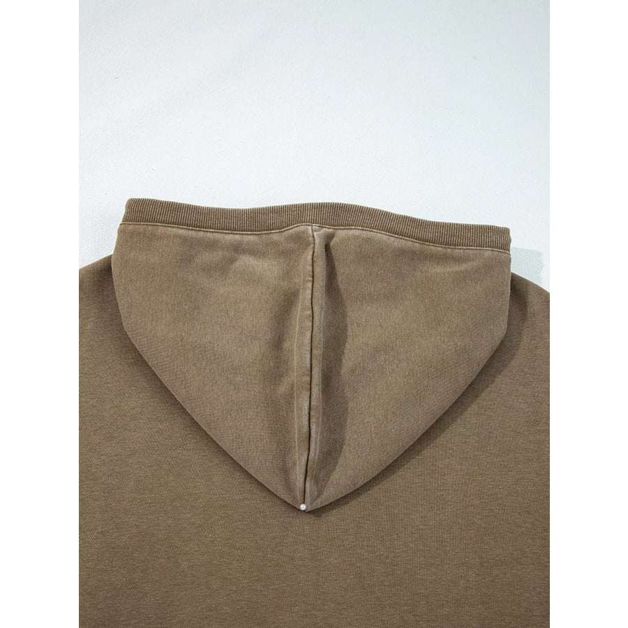 Half Zip Kangaroo Pocket Mineral Wash Baggy Hoodie Apparel and Accessories