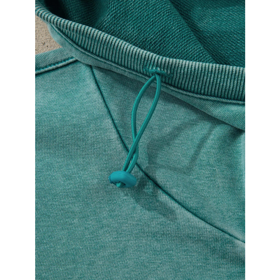 Half Zip Kangaroo Pocket Mineral Wash Baggy Hoodie Apparel and Accessories