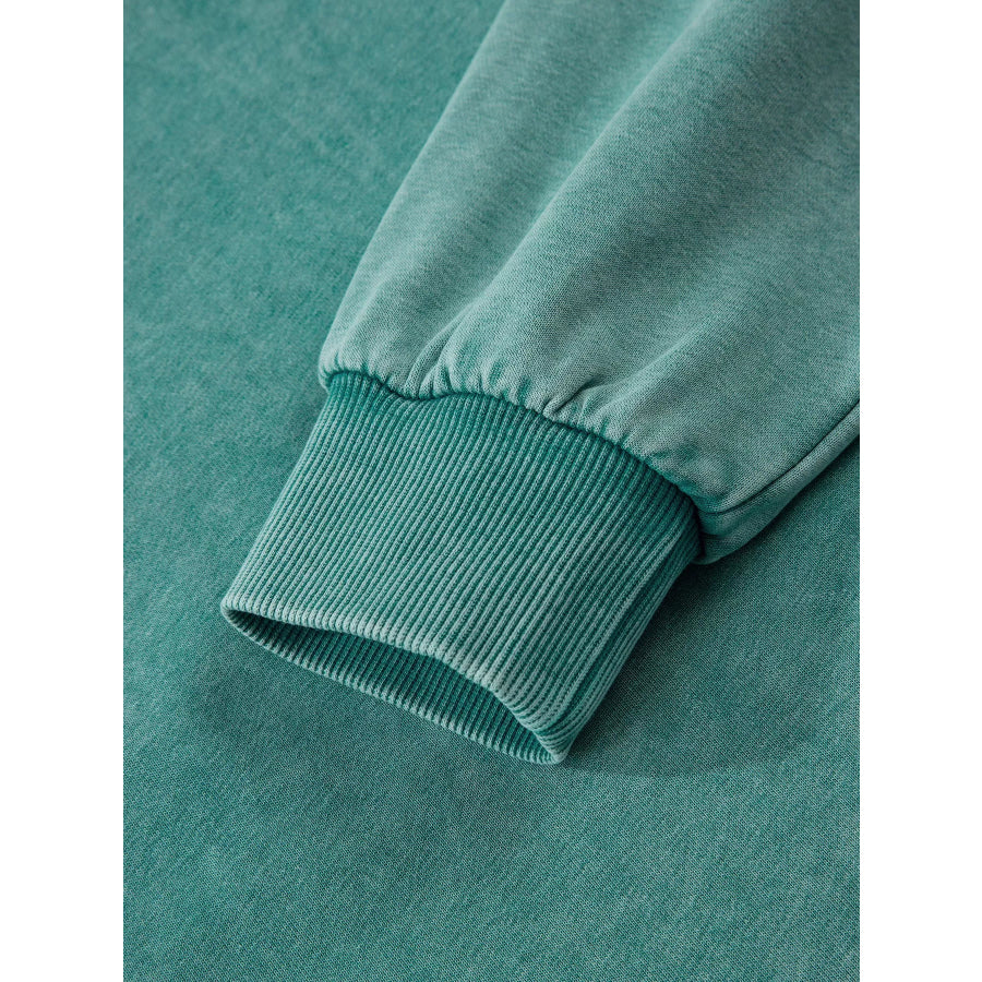 Half Zip Kangaroo Pocket Mineral Wash Baggy Hoodie Apparel and Accessories