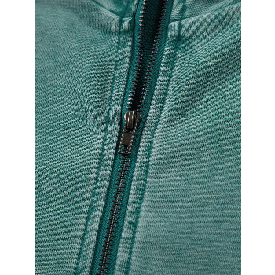 Half Zip Kangaroo Pocket Mineral Wash Baggy Hoodie Apparel and Accessories