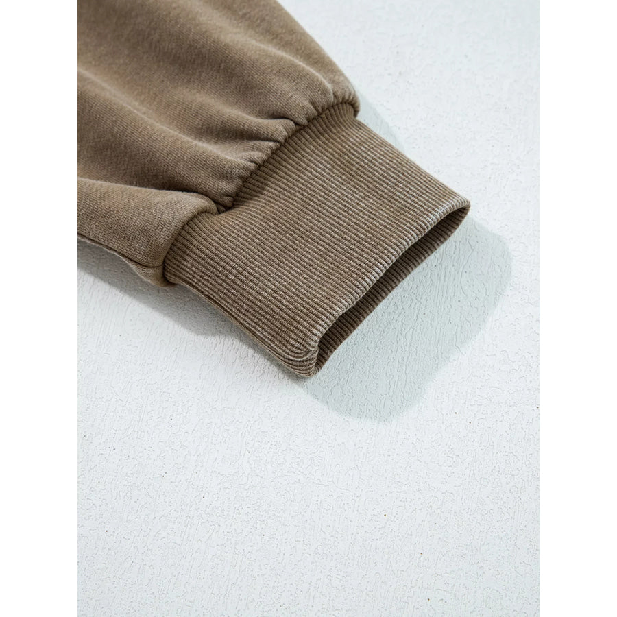 Half Zip Kangaroo Pocket Mineral Wash Baggy Hoodie Apparel and Accessories