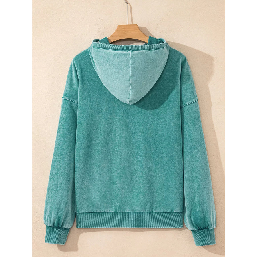 Half Zip Kangaroo Pocket Mineral Wash Baggy Hoodie Apparel and Accessories