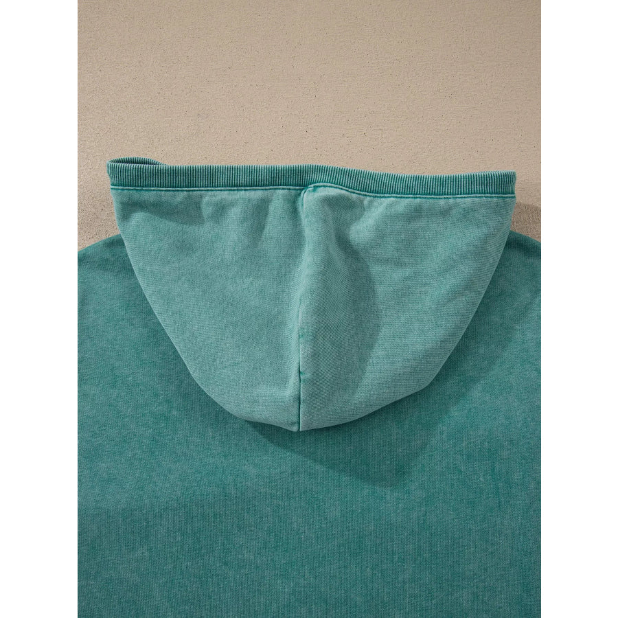 Half Zip Kangaroo Pocket Mineral Wash Baggy Hoodie Apparel and Accessories