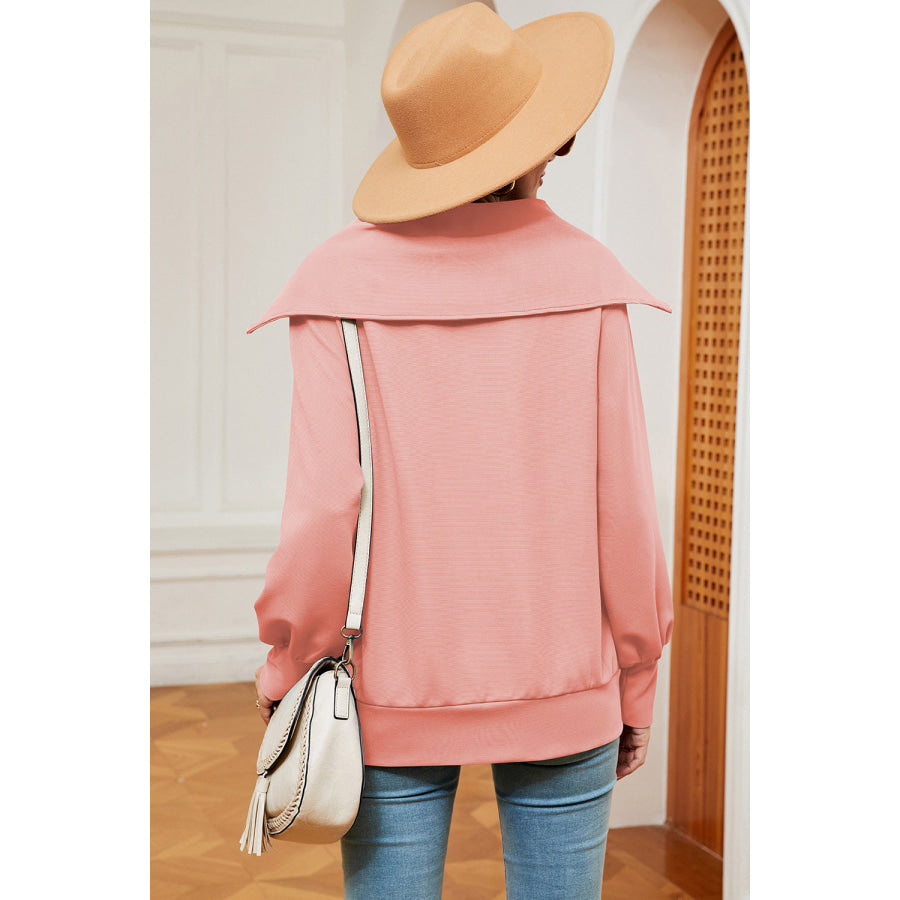 Half Zip Lantern Sleeve Sweatshirt Apparel and Accessories