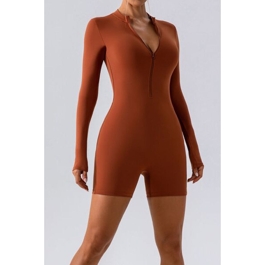 Half Zip Long Sleeve Active Romper Apparel and Accessories