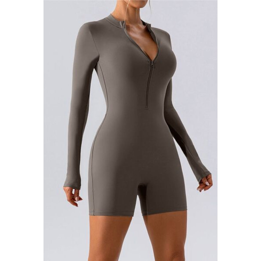 Half Zip Long Sleeve Active Romper Apparel and Accessories