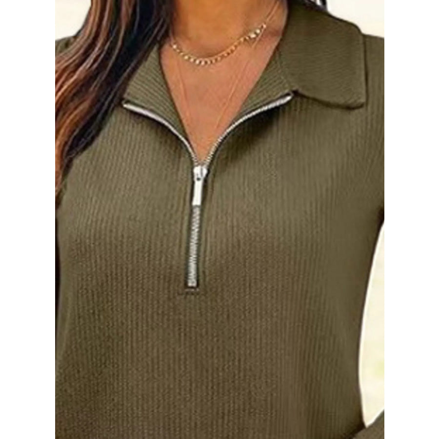 Half Zip Long Sleeve Knit Top Apparel and Accessories