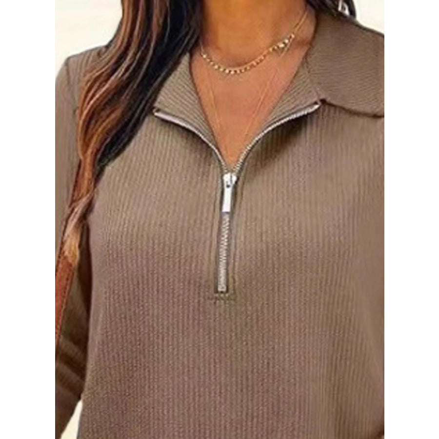 Half Zip Long Sleeve Knit Top Apparel and Accessories