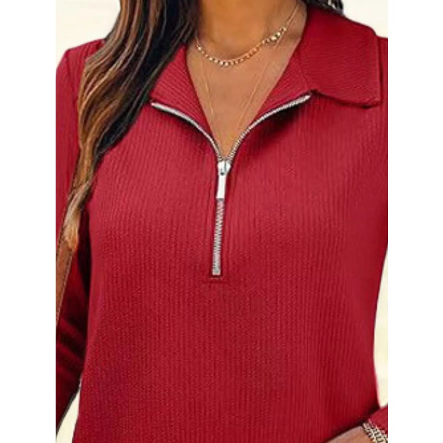 Half Zip Long Sleeve Knit Top Apparel and Accessories