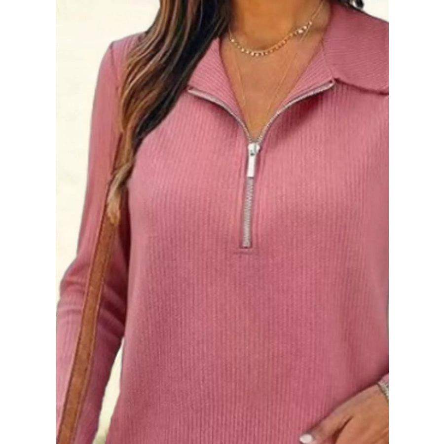 Half Zip Long Sleeve Knit Top Apparel and Accessories
