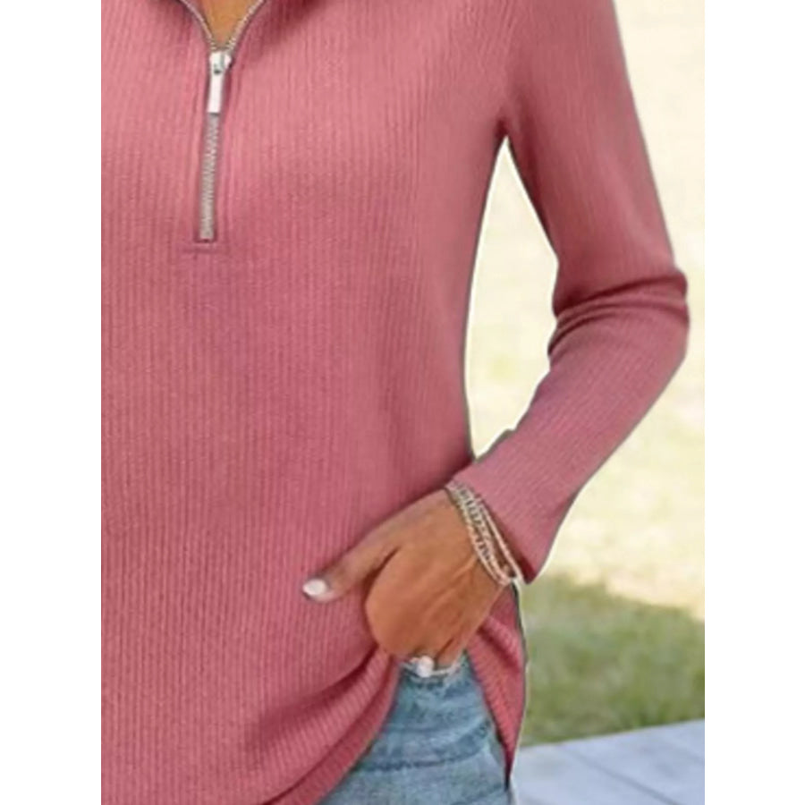 Half Zip Long Sleeve Knit Top Apparel and Accessories