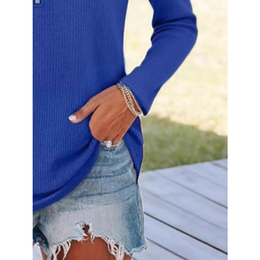 Half Zip Long Sleeve Knit Top Apparel and Accessories