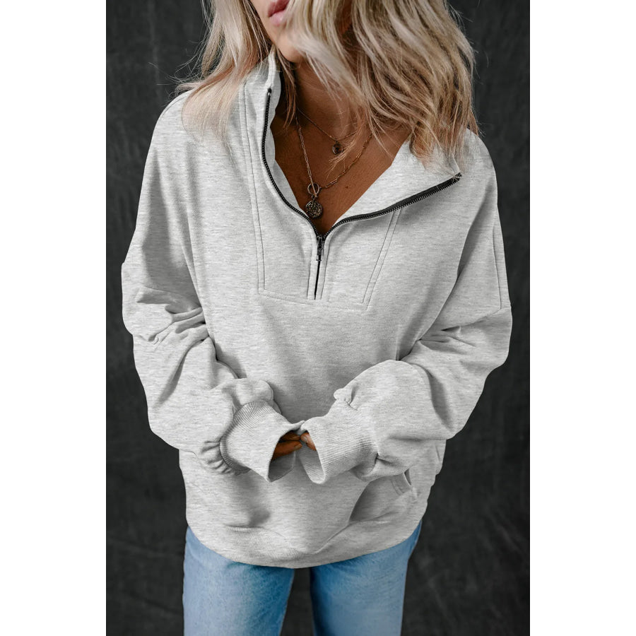 Half Zip Long Sleeve Sweatshirt Apparel and Accessories