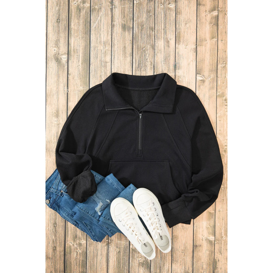 Half Zip Long Sleeve Sweatshirt Apparel and Accessories