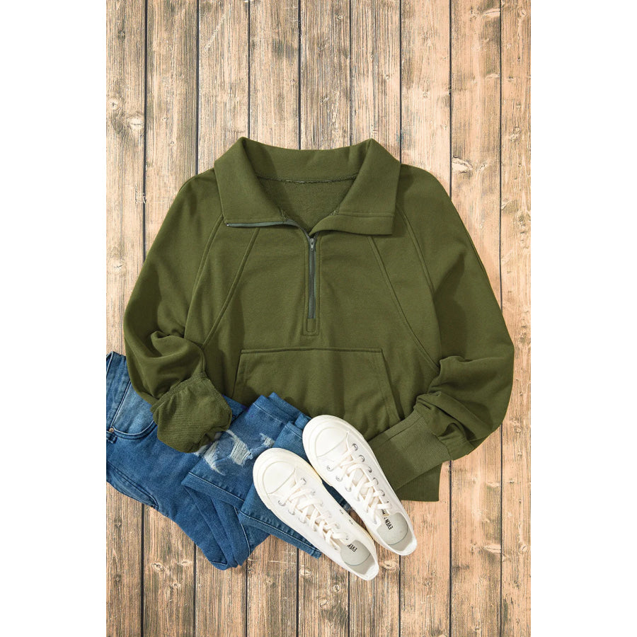 Half Zip Long Sleeve Sweatshirt Apparel and Accessories